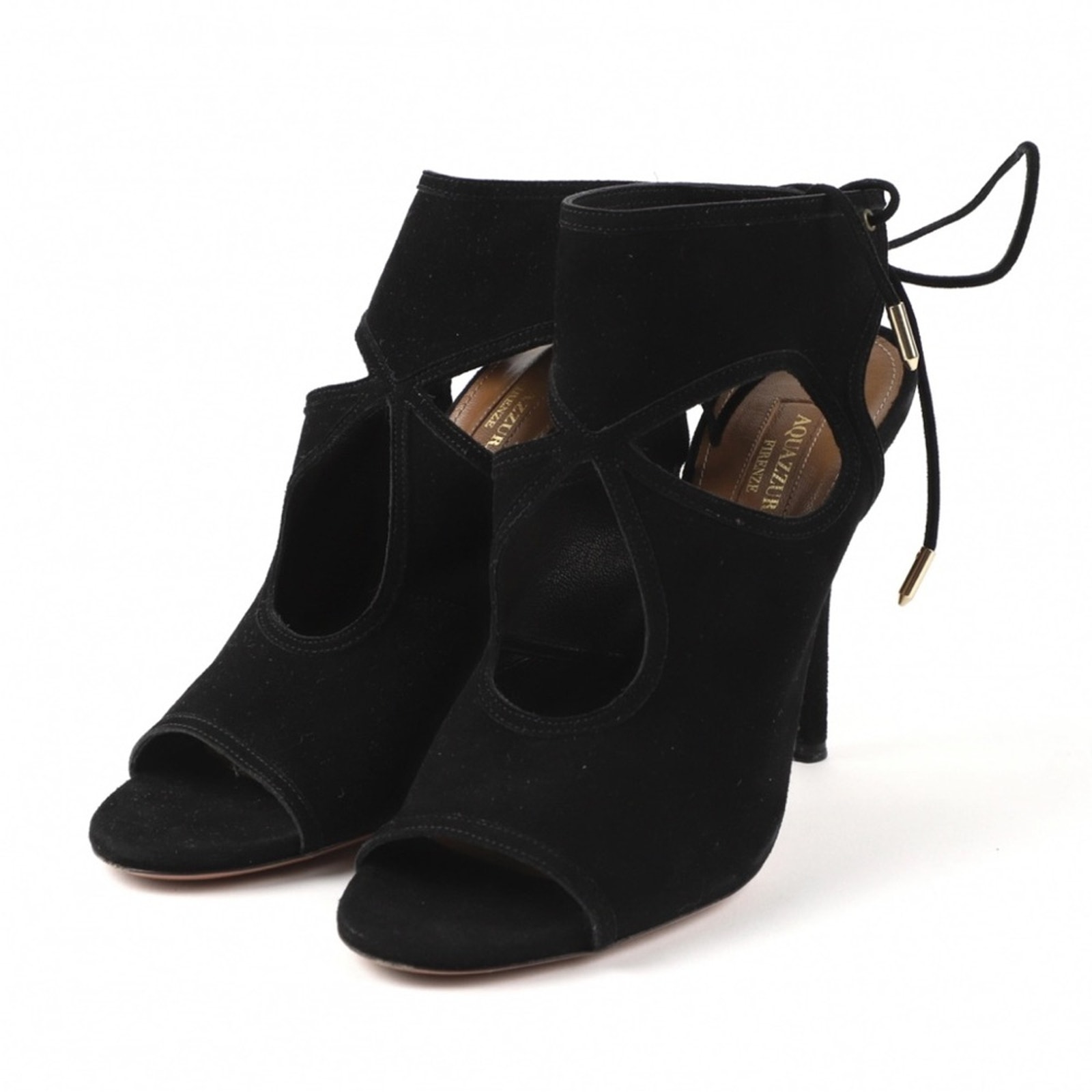 Aquazzura Black Suede Sexy Thing Tie Up Sandals Sz 37EU/7US