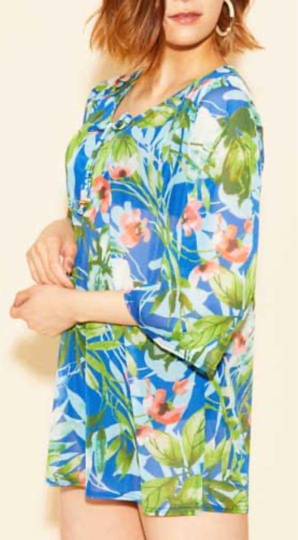 Swimwear Clear Botanical Tunic Blue, San-ai Swimwear Paradise