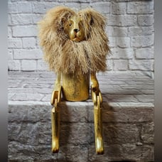Pier 1 sitting lion bookshelf mantle decoration