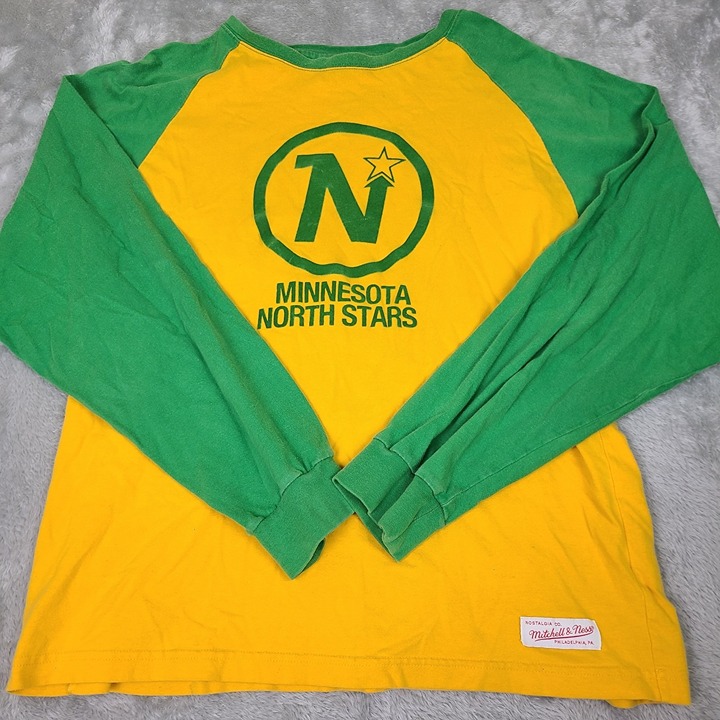 NHL Vintage Minnesota North Stars Long Sleeve Shirt Mitchell and Ness Sz 2XL