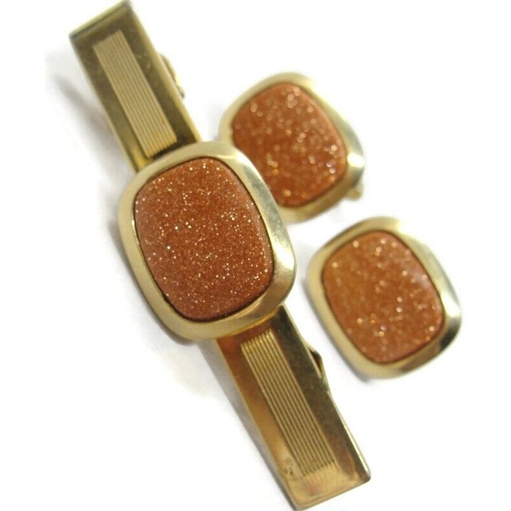 Vintage Anson Cufflink Matching Tie Set Shirt Formal Wedding Tux Vintage