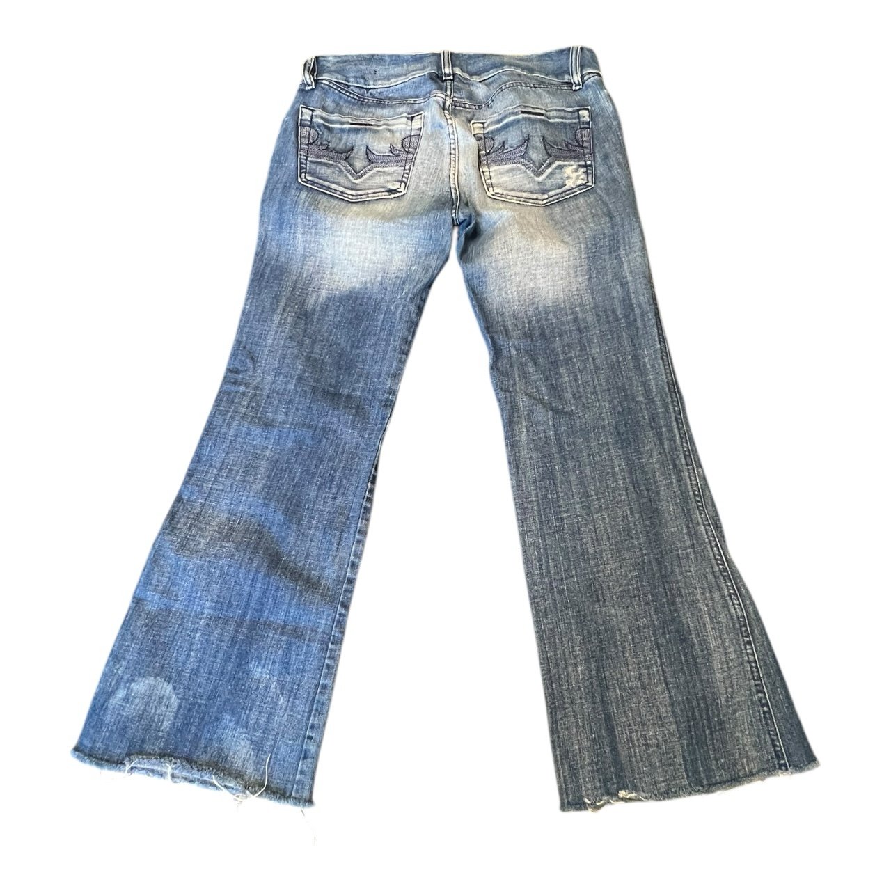 vintage y2k diesel rotuck jeans flared raw hem embroidered pocket Sz 32