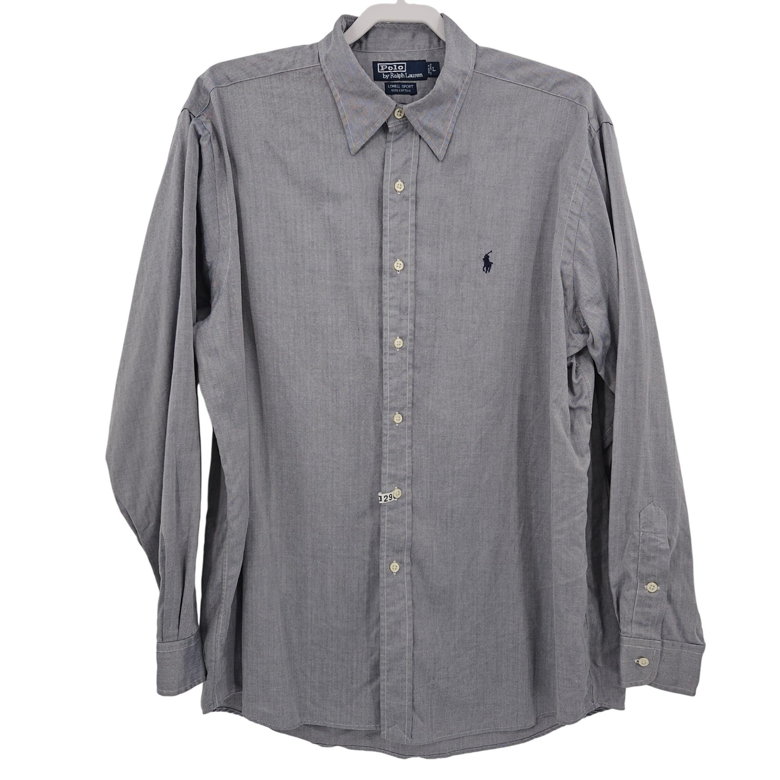Polo Ralph Lauren Button Down Shirt Long Sleeve Cotton Herringbone Large