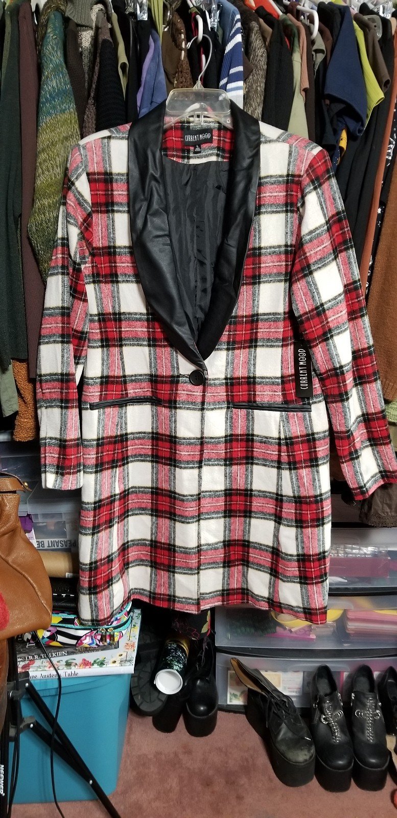 Current Mood red plaid coat!