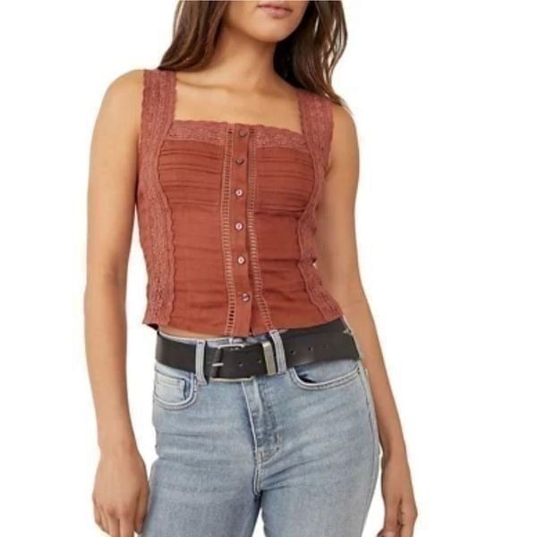 NWT FREE People lace tank top L