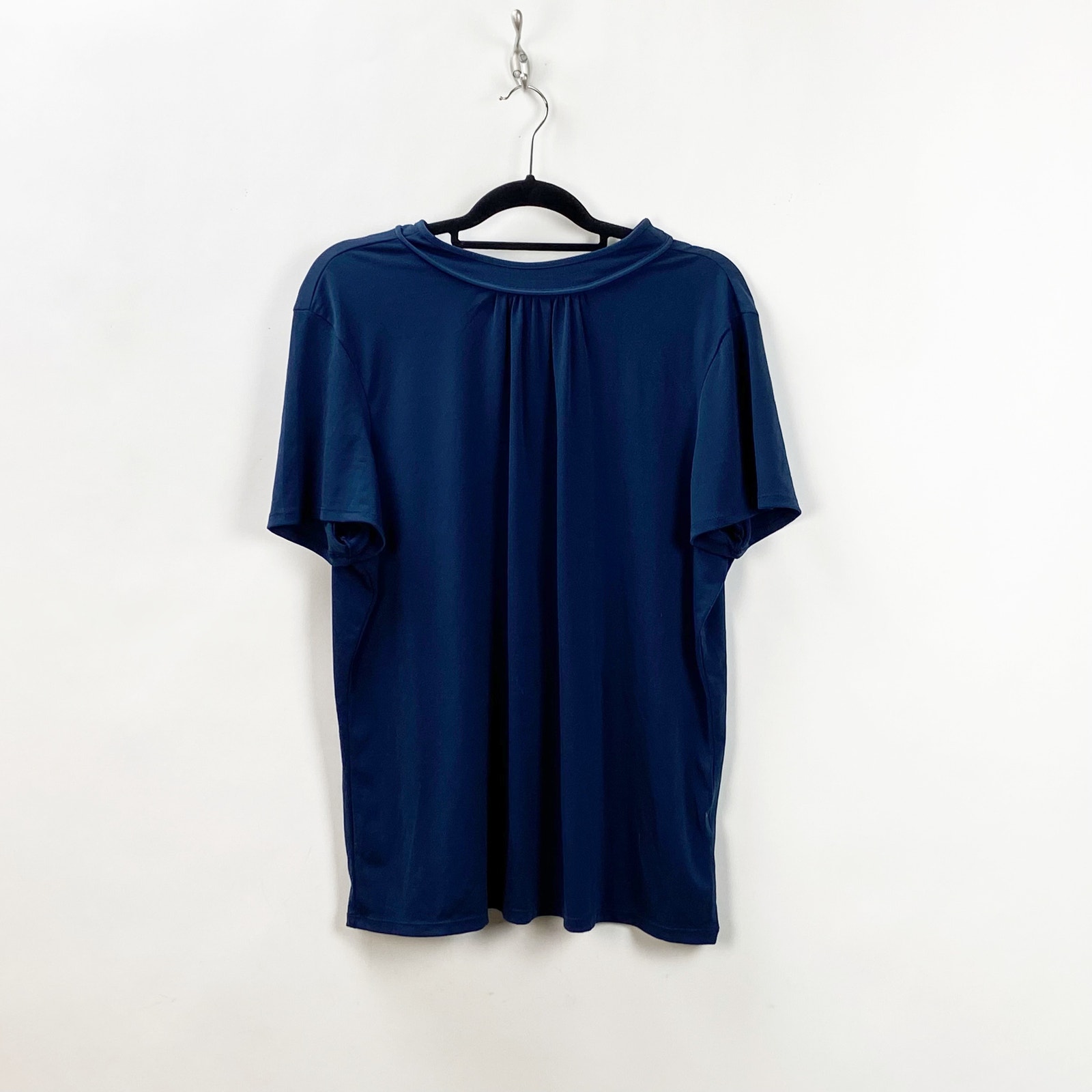 Banana Republic XL Womens Blue Jersey Knit Pleated Blouse Top