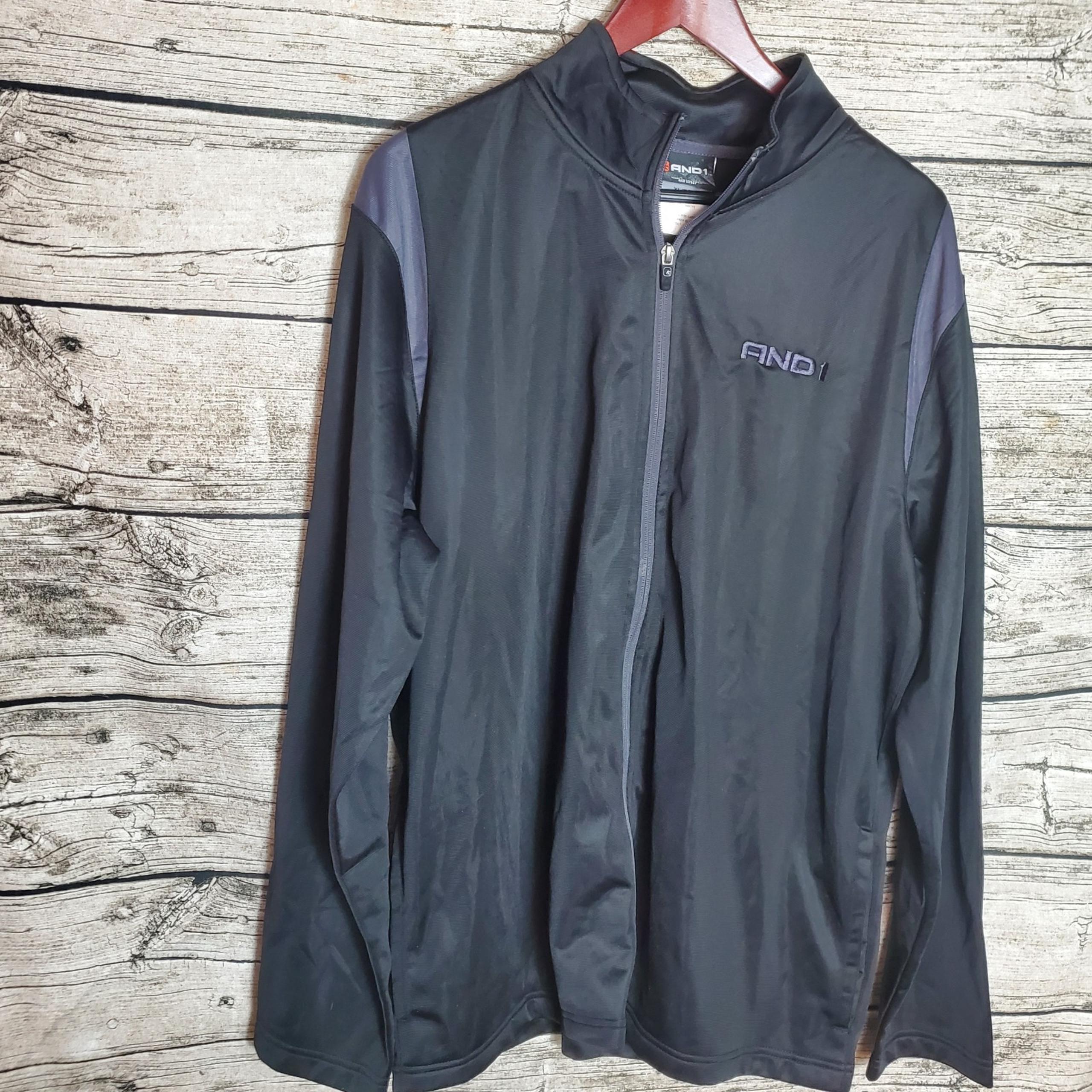 Men's AND 1 Track Basketball Warm Up Jacket Lightweight Black/Gray Size XL.