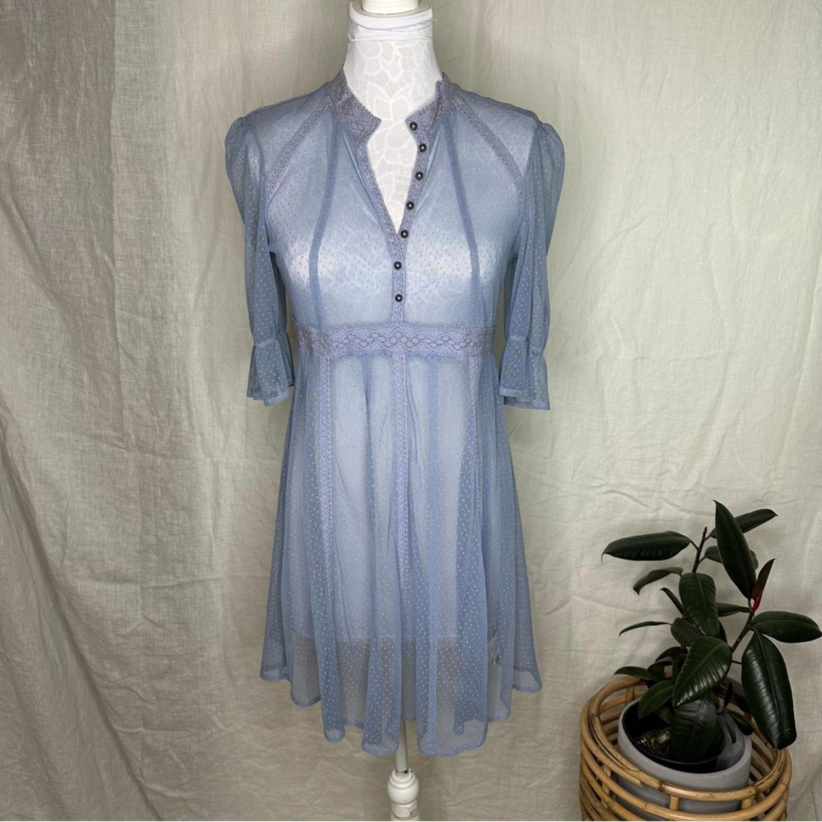 Elegant Blue Sheer Dress Free People Size M NWT