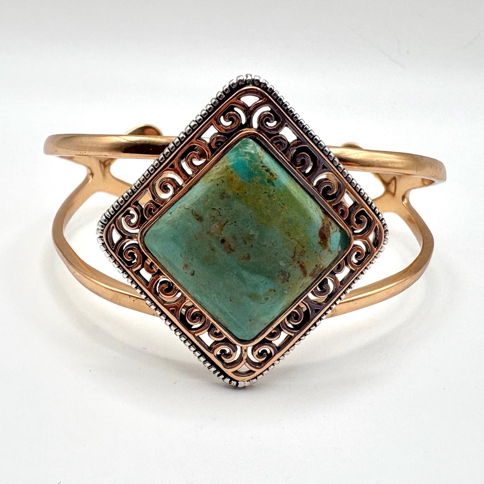 Studio Barse Natural Turquoise with Sterling Silver & Copper Cuff Bracelet