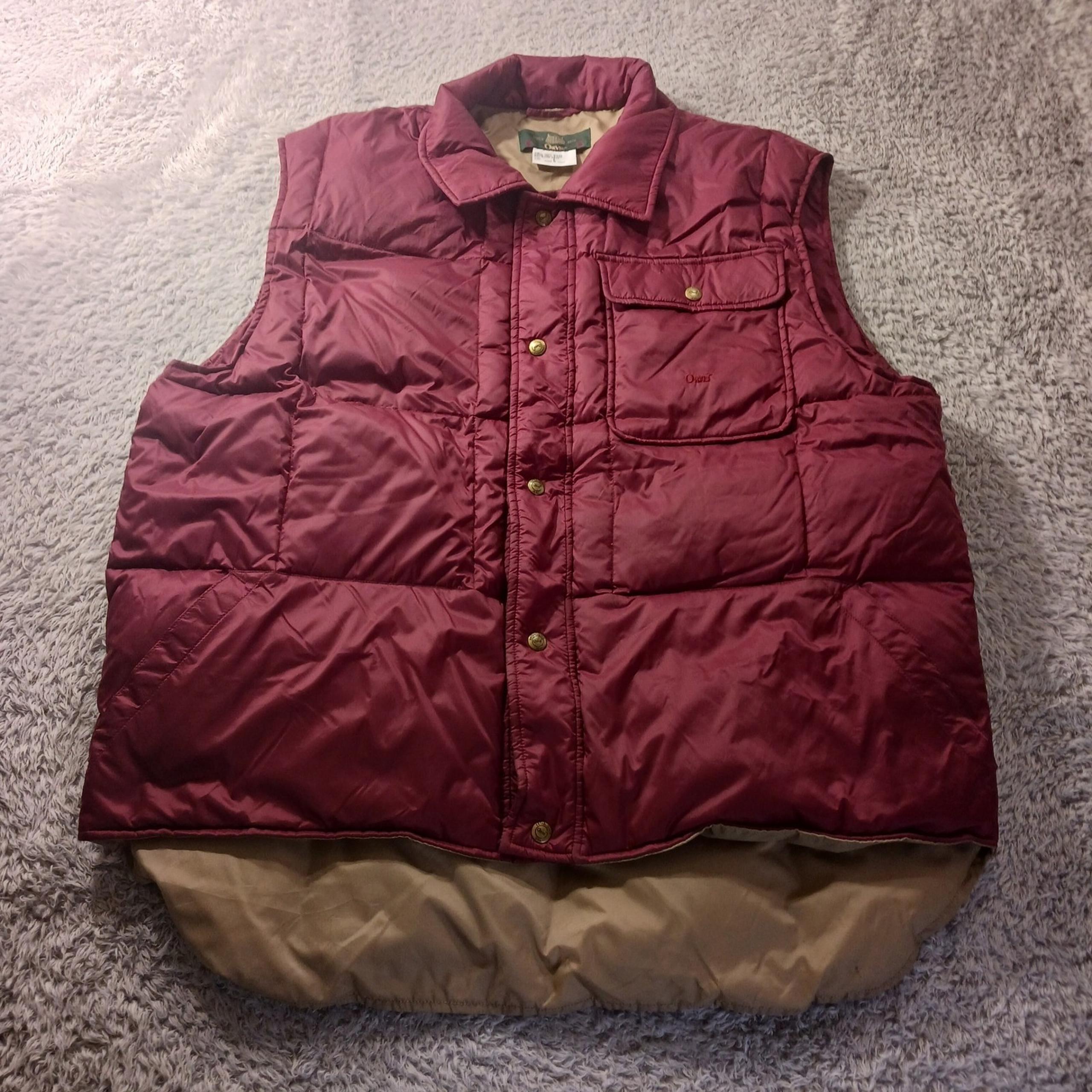 Orvis Goose Down Puffer Vest Snap Front Outdoor Casual Gorpcore Mens L