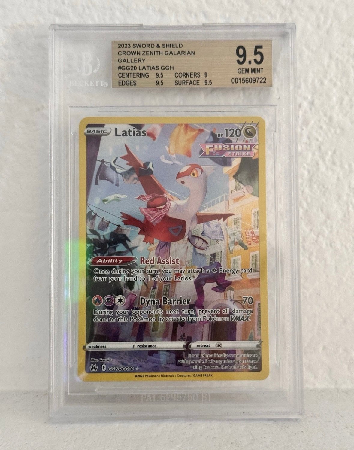 Latias #GG20 Crown Zenith Pokémon 2023 BGS 9.5 Mint