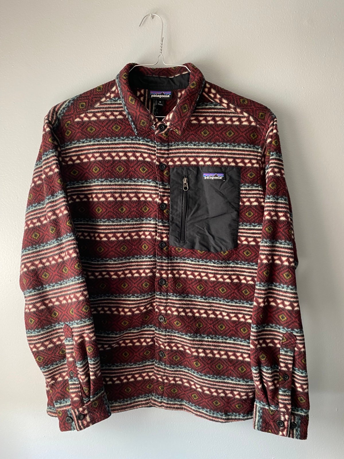 Patagonia M's Micro D Fleece Shirt/Jacket Medium Aztec Maroon *retro*