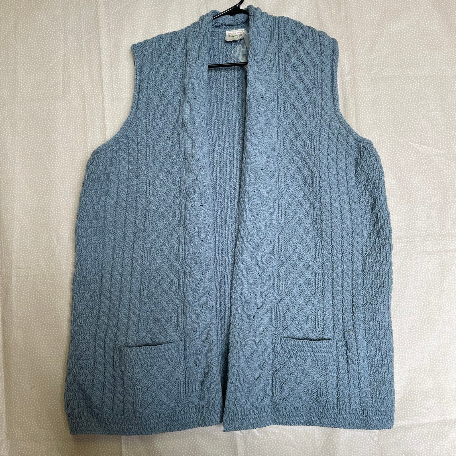 Kilronan Merino Wool Open Front Vest with Pockets A275983 NWT XL