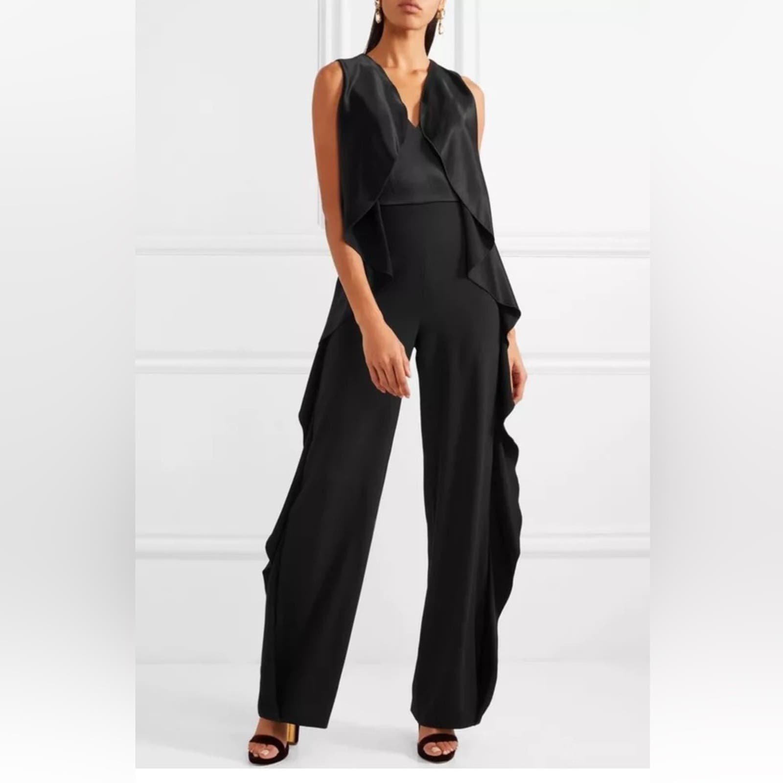 Alice + Olivia Sarandon Side Ruffle Jumpsuit Sz 2