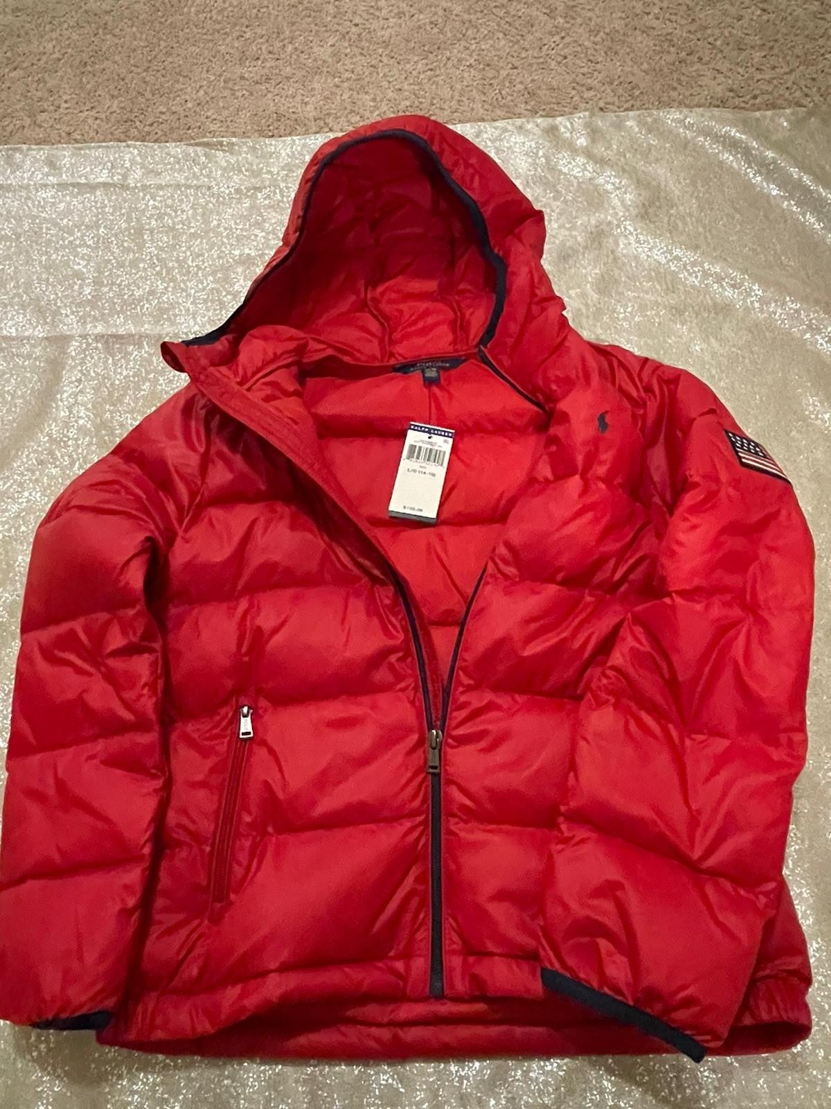 NEW BOYS Ralph Lauren Polo RED Bubble Jacket - Large