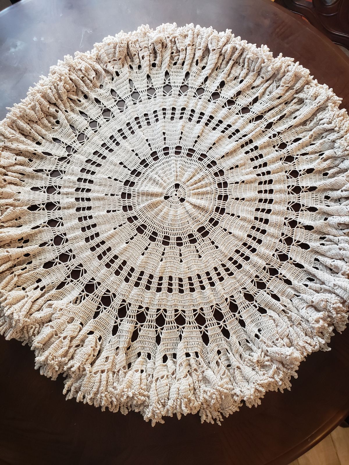 Handcrafted designer crochet table doily
