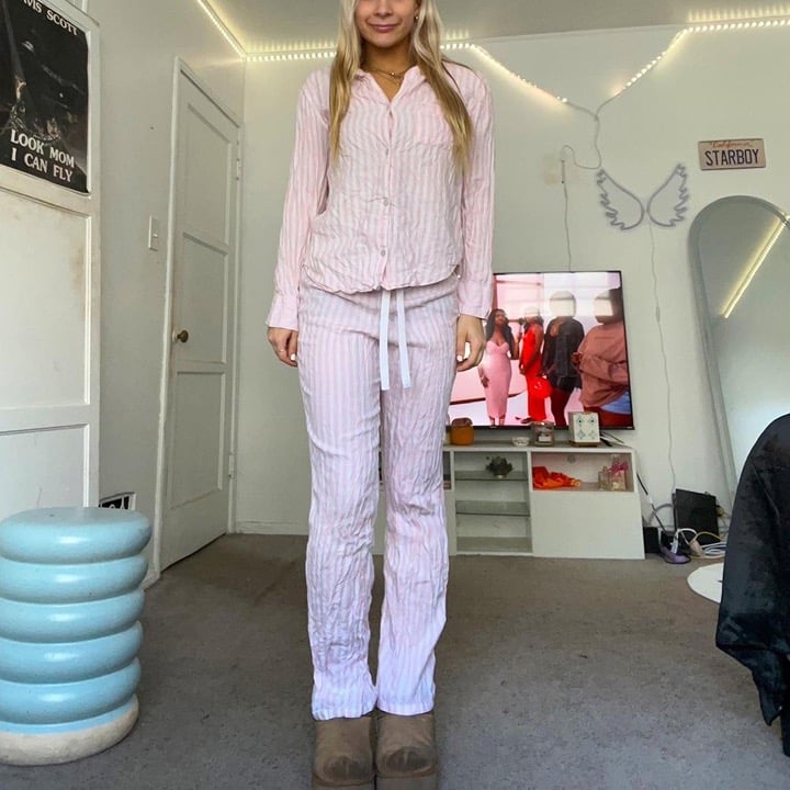 victoria's secret y2k 2000s vintage pink striped pajama set