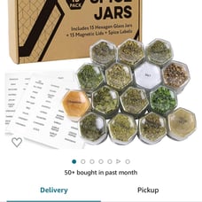 98 Hexagonal Glass Magnetic Spice Jars - Spice Storage Containers with Stai