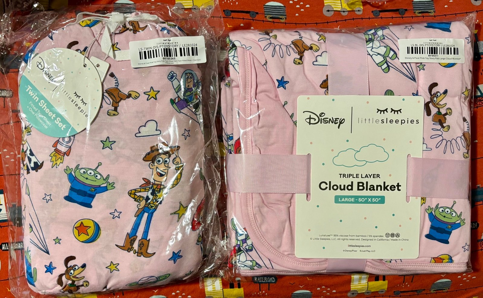 Little Sleepies Toy Story Twin Sheet and Cloud Blanket BUNDLE