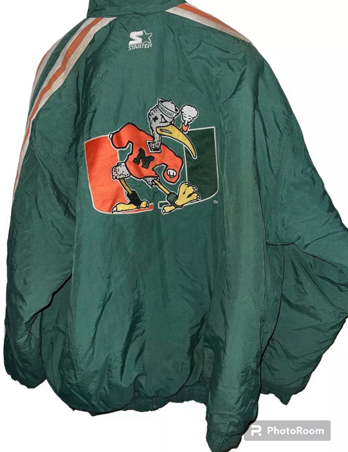VINTAGE University of Miami Hurricanes Starter Jacket Size XXL Puffer Jacket