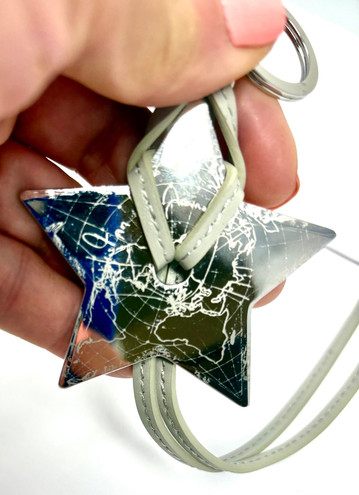 Around the World Collection – Star Keychain with World Map & Leather Strap