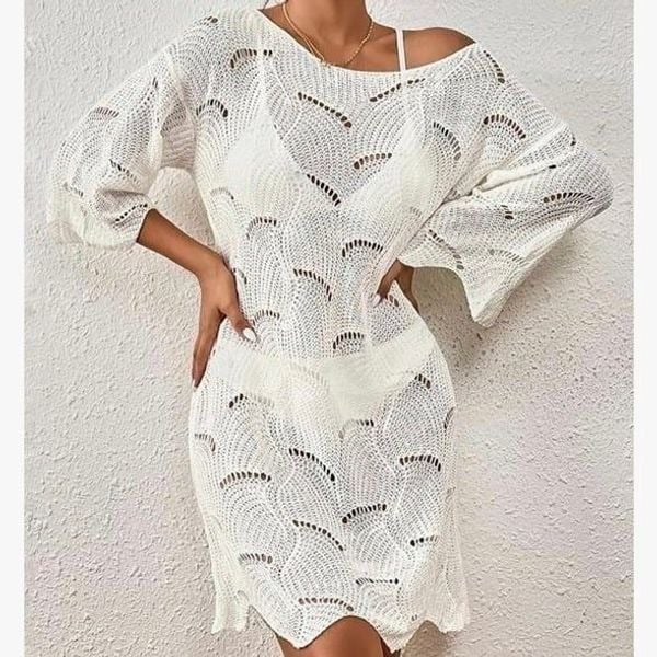 Hollow Out Design Crochet Swimsuit Cover Up Dress