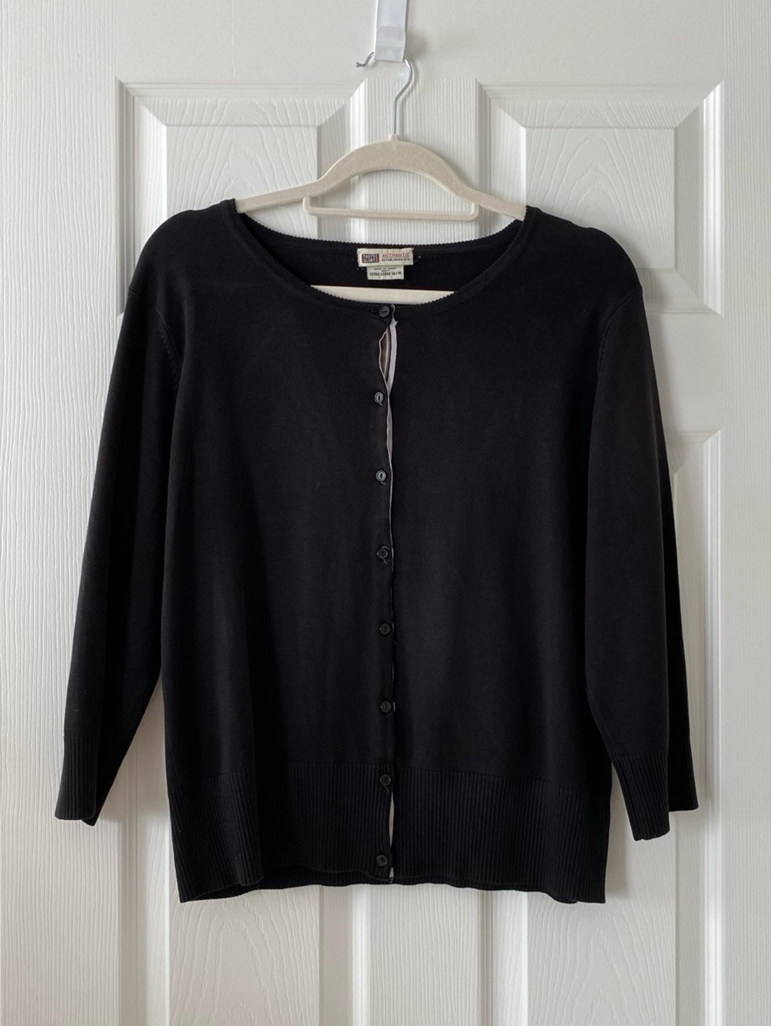 VINTAGE BUTTON UP SWEATER CARDIGAN FADED GLORY AUTHENTIC BLACK