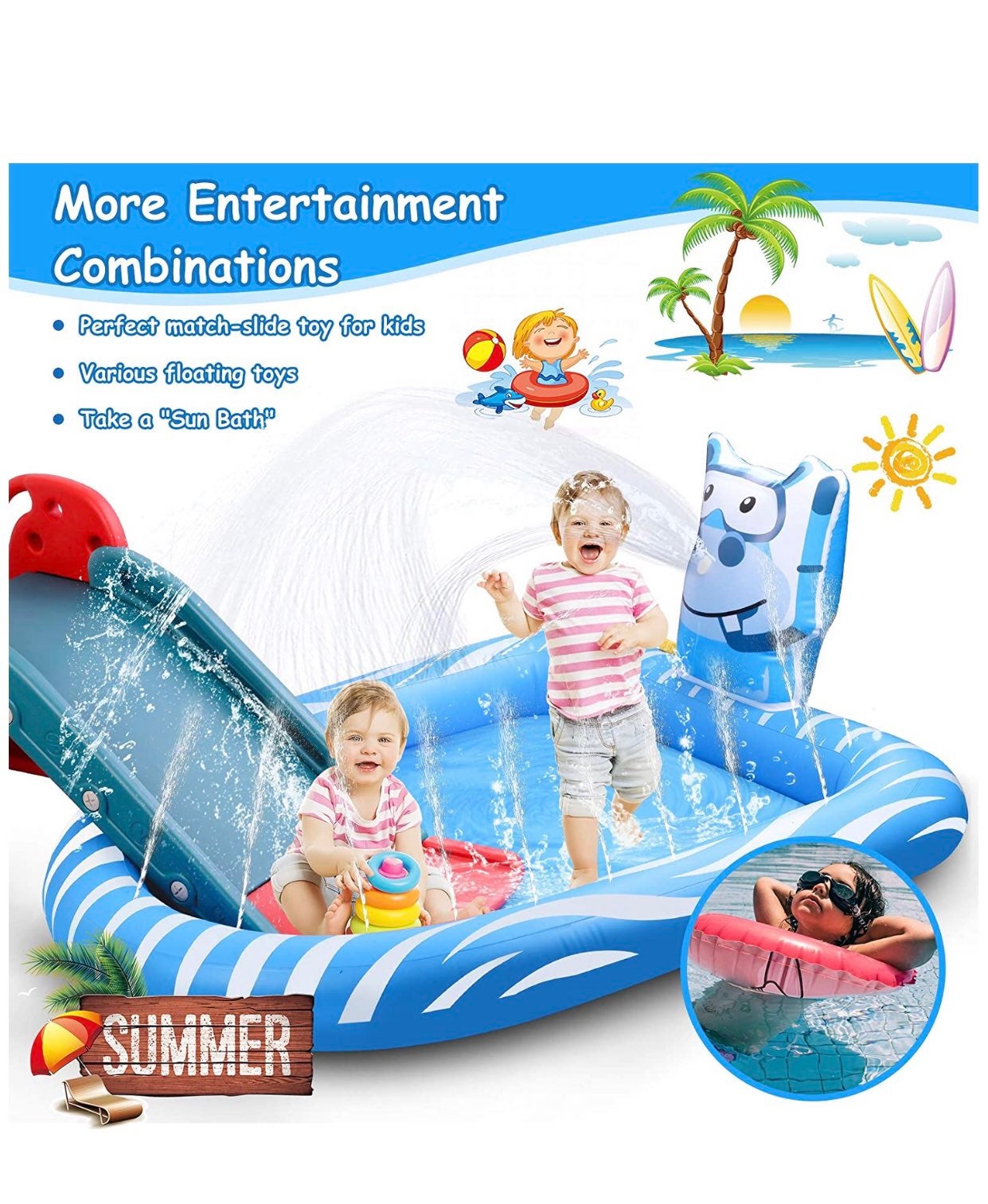 Kids Sprinkler Hippo Pool!