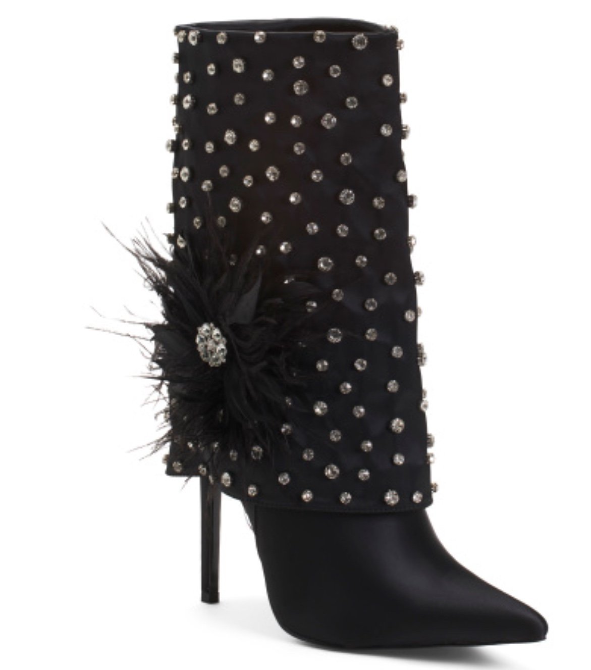 AZALEA WANG Blaise Rhinestone Black Stiletto Mid Calf Booties Size 8