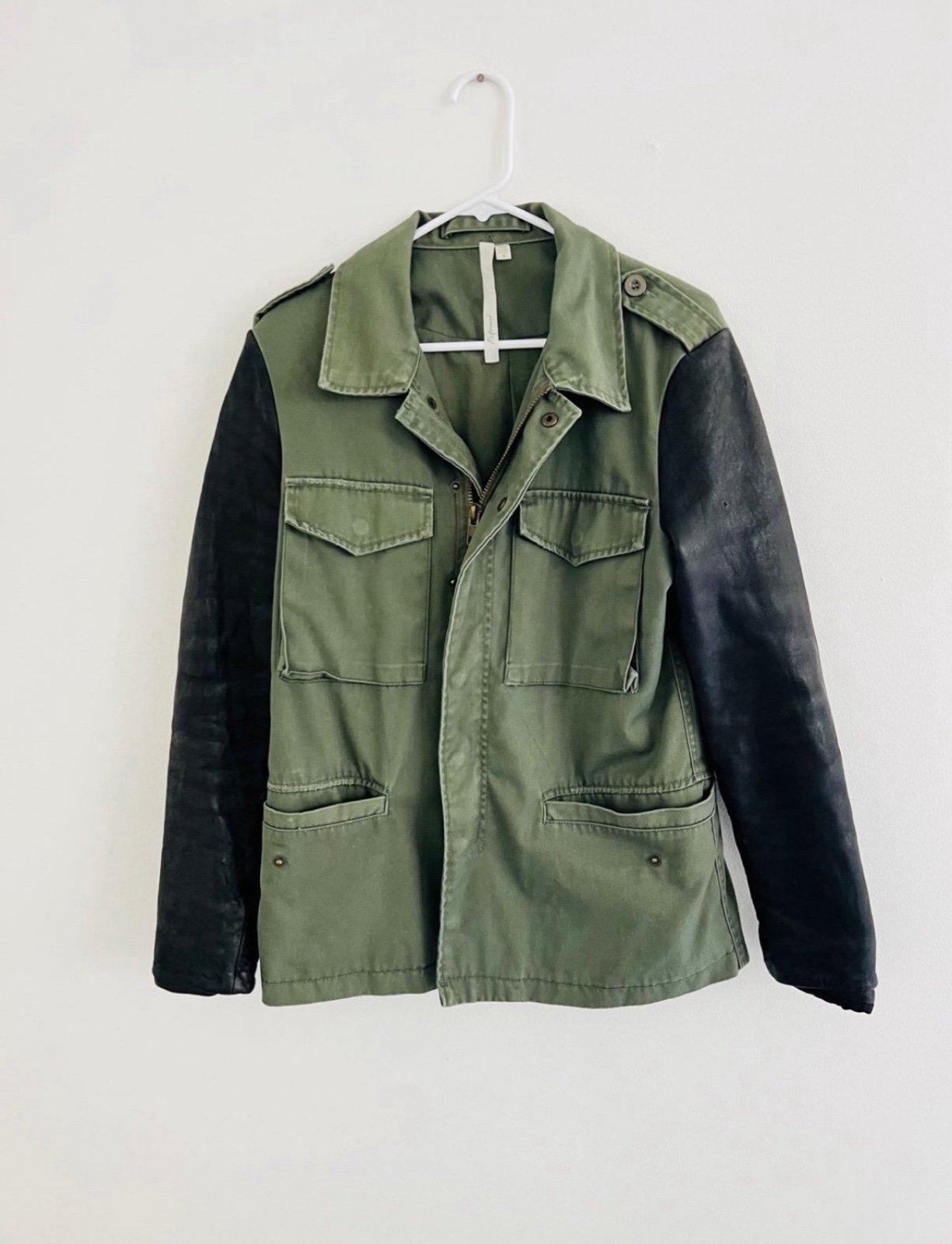 Reformed Green Leather Utility Jacket Medium