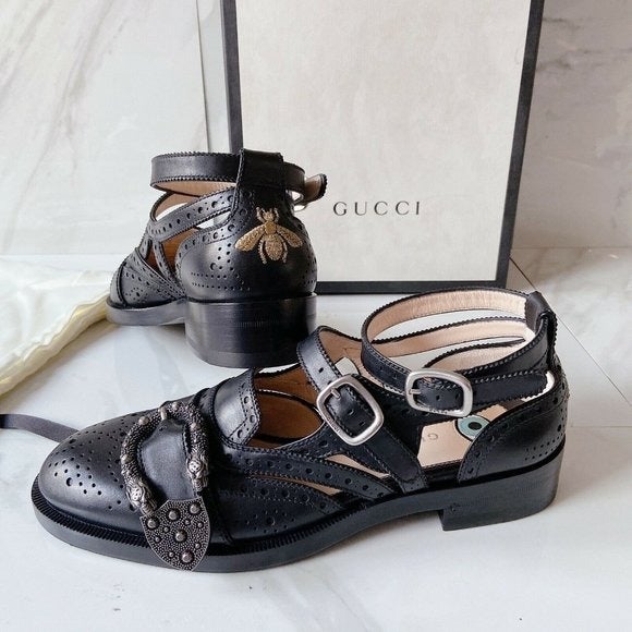 Gucci Embroidered Bee Tiger Pump Black 8