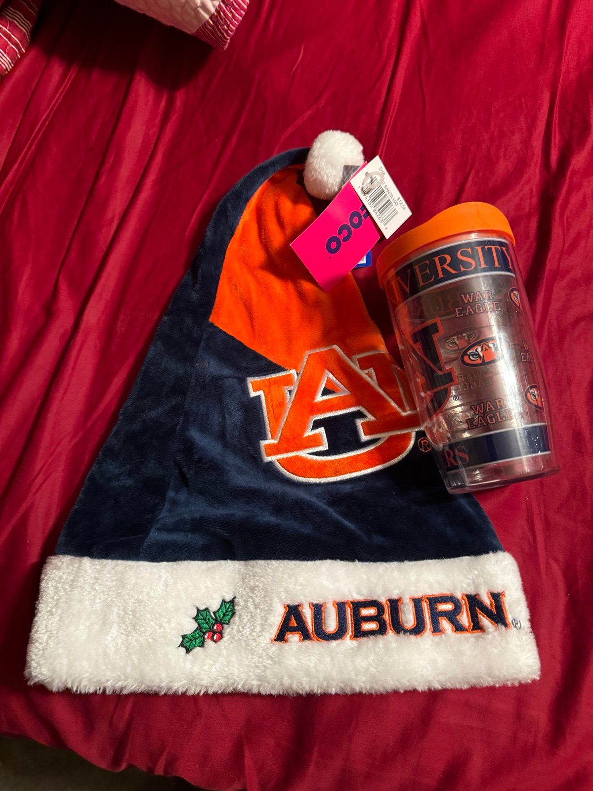 Auburn Tigers Christmas Holiday Santa Hat & Auburn Tumbler NEW