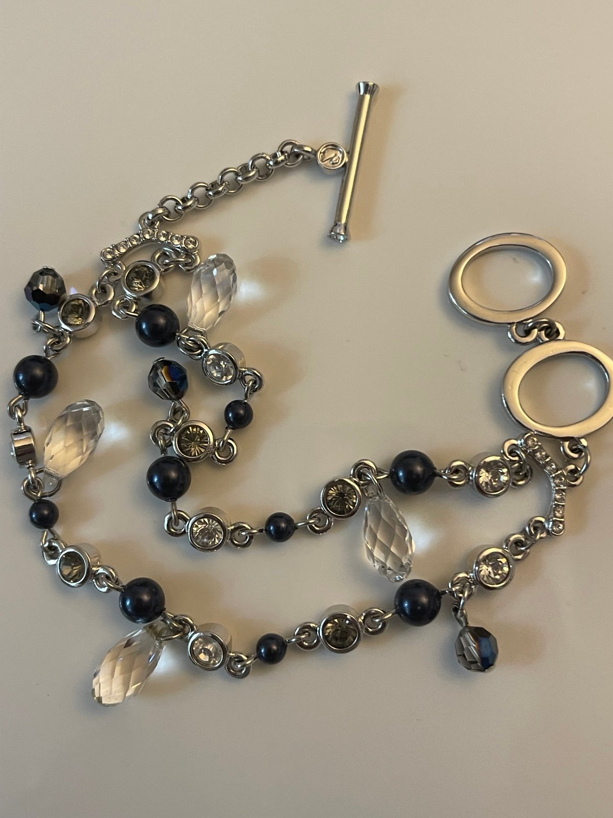 Swarovski Double Strand Brasolite Crystal Hematite Pearl bracelet