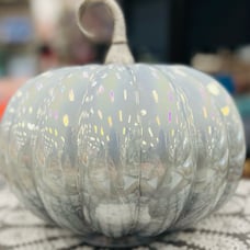 Light up white /grey glass pumpkin !