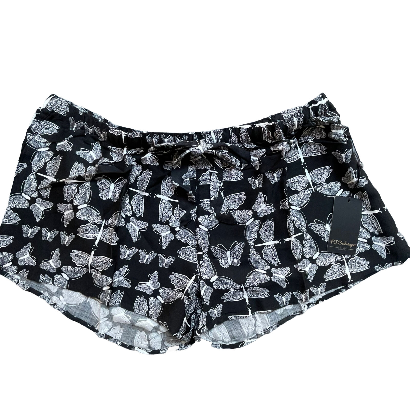 PJ Salvage Luxe Shorts Womens Large Black White Butterfly Soft Lounge Girly Cute