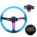 JDM Mugen Universal 6-Hole 350mm Deep Dish Blue Crystal Bubble Steering Wheel