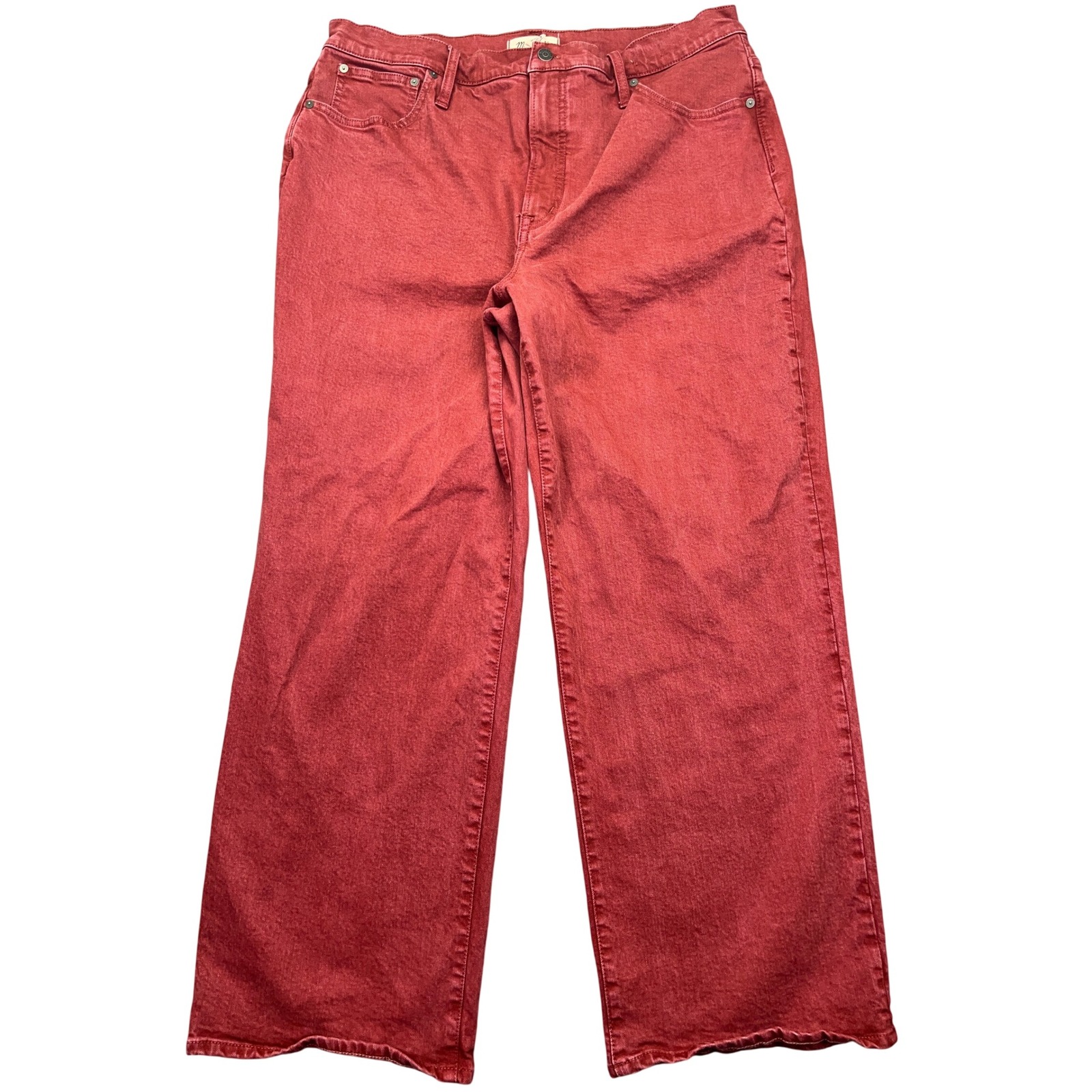 Madewell The Perfect Vintage Wide-Leg Jean Red Denim Sz 33 Fits 36 Y2K Boho