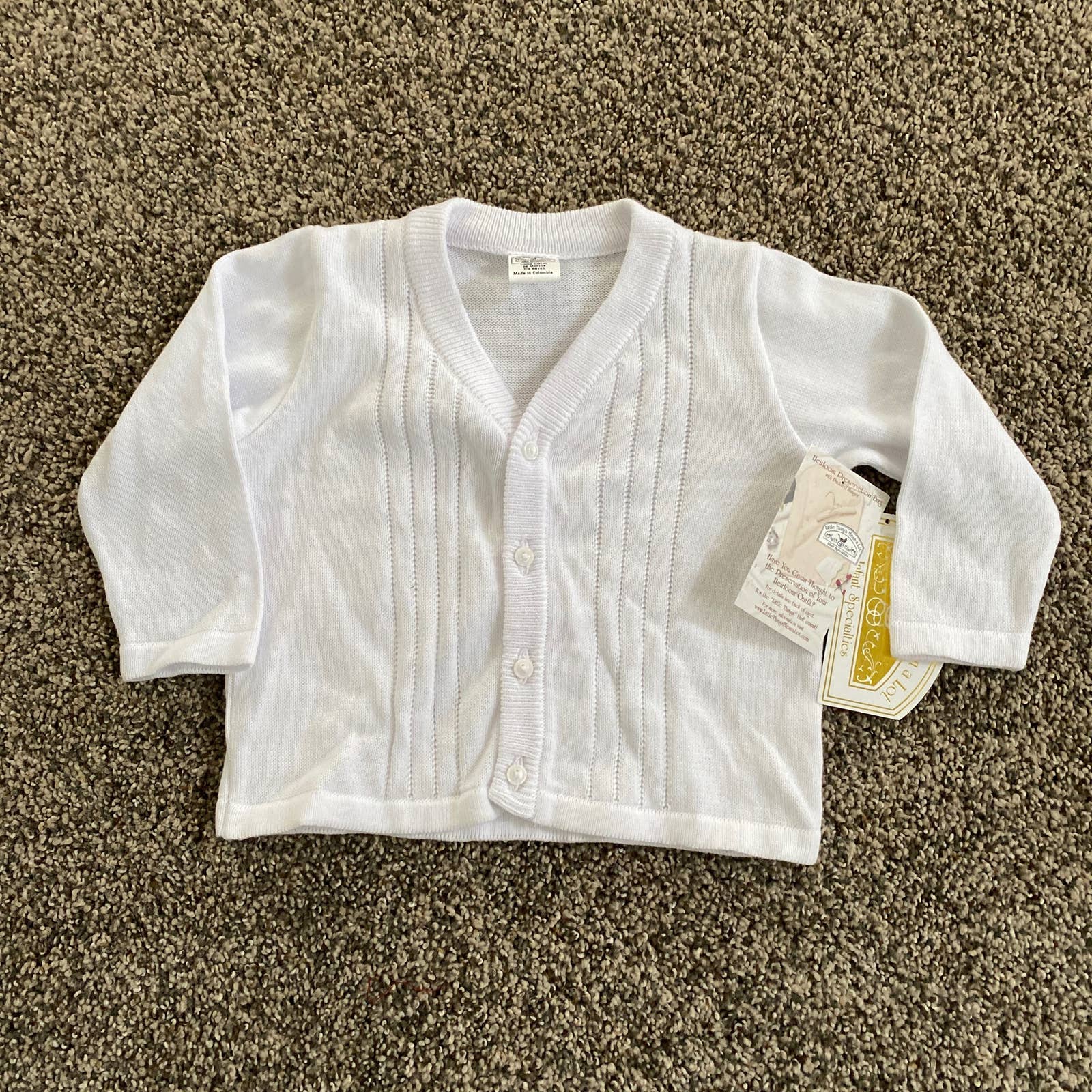 Little Things Mean a Lot White Boy's Cardigan - Size 24M