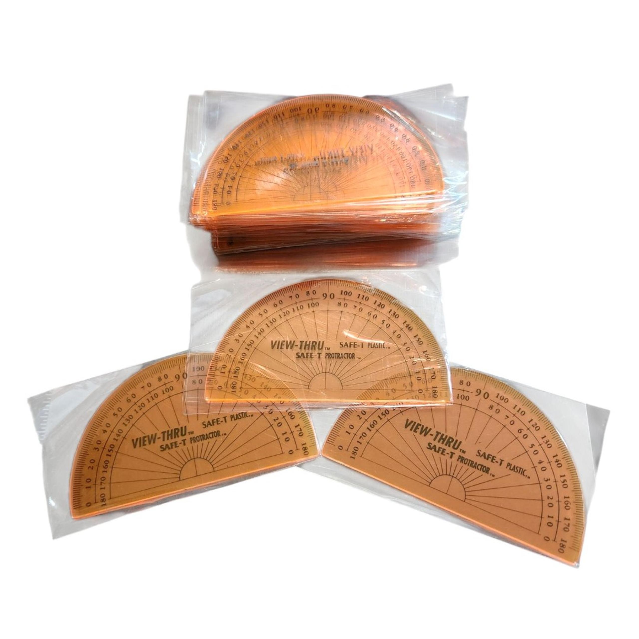 Lot of 24 Hand2Mind 4" Safe-T  Plastic Protractors Orange View-Thru