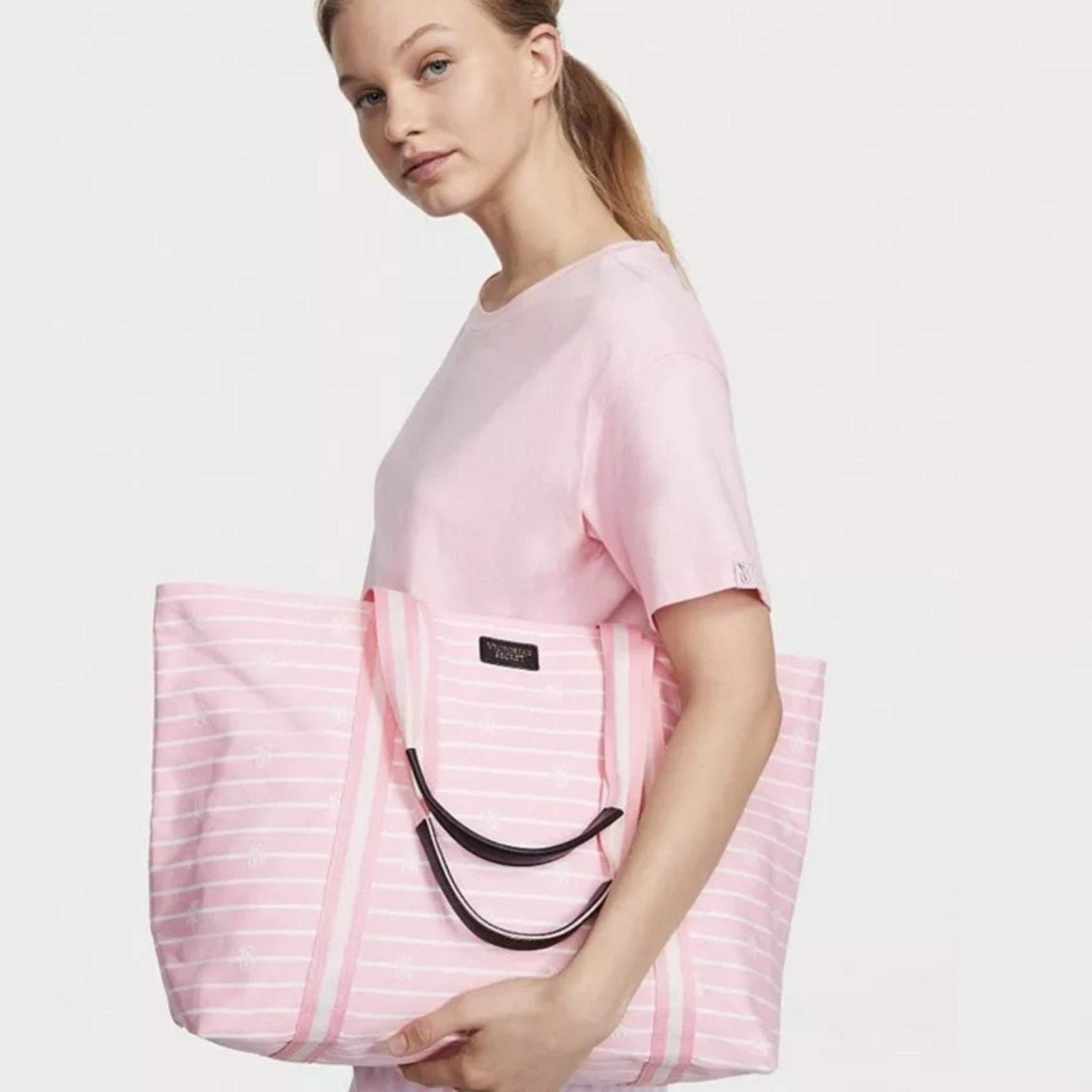 Victoria's Secret Striped Weekender Bag Pink