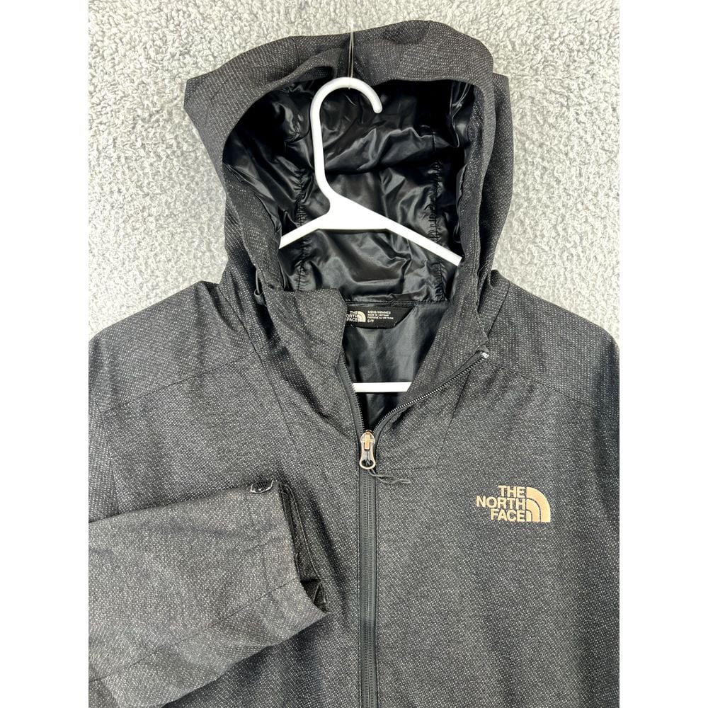 THE NORTH FACE Hoodie Jacket Mens Size S/P Full Zip Black Leather Patch Logo