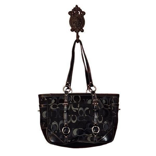 Coach Gallery Optic Signature Tote Bag Black & silver C print F0849-F13053