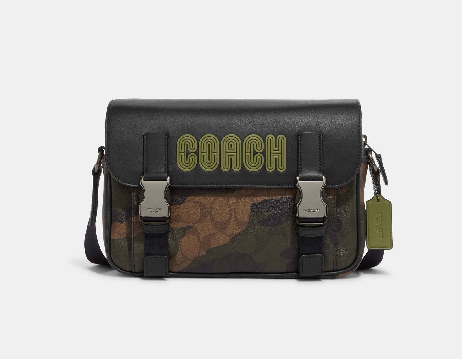 Coach Track Crossbody Bag In Signature Canvas With Camo Print And Coach Patch