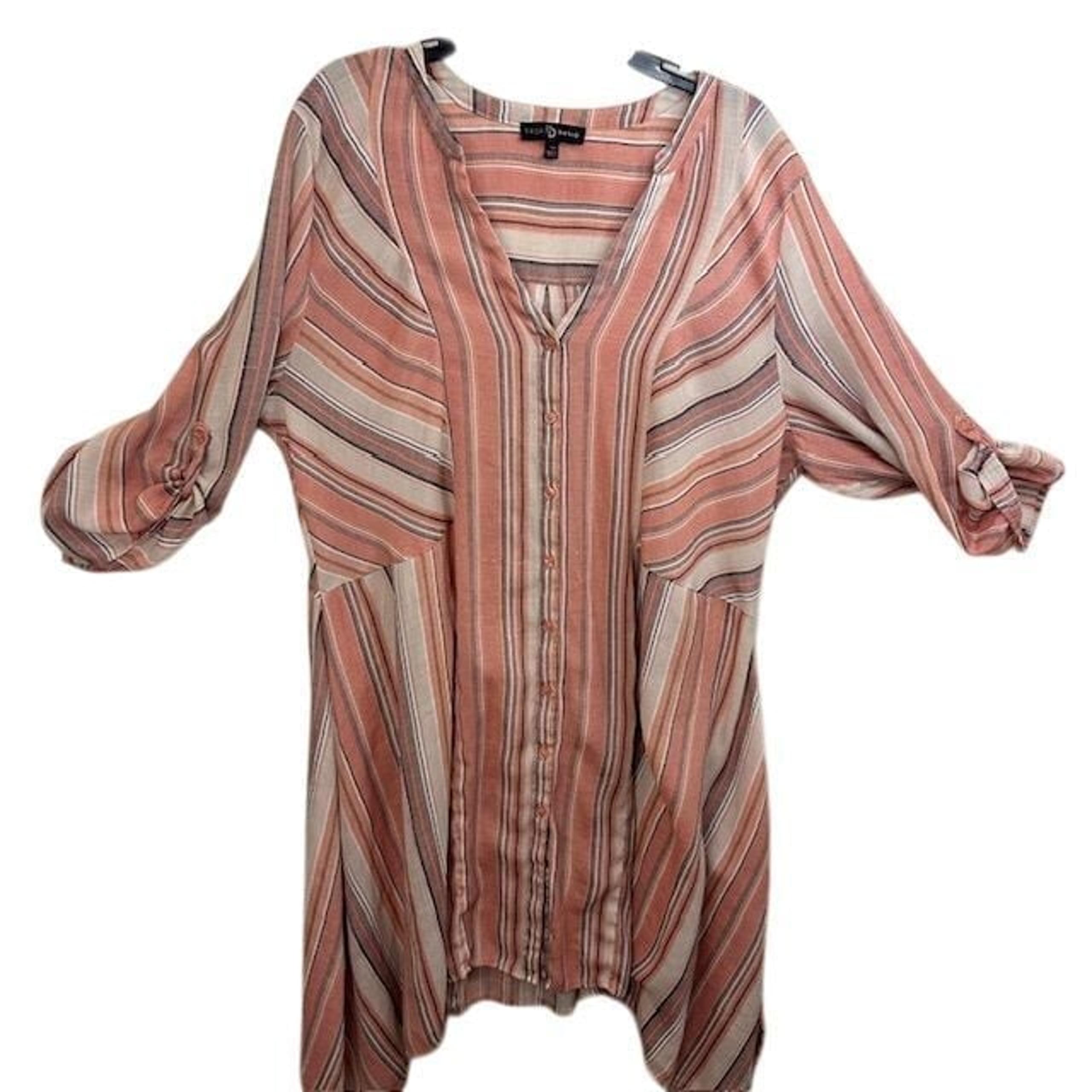 Fred David Multicolor Striped 3/4 Sleeve Dress Size 3X
