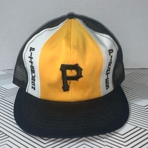 Pittsburgh Pirates Large Hat Mesh Snap Back MLB Baseball Trucker Cap Gold Black