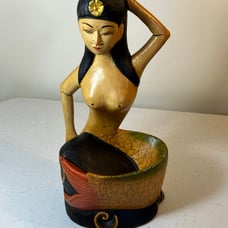 Vintage wooden mandalay Bay mermaid bowl/dish