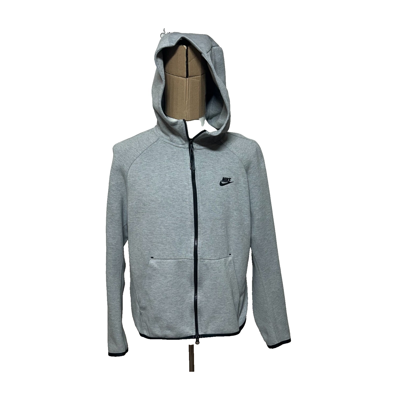 Nike Hoodie Mens Large Gray Tech Fleece Full Zip Sweatshirt Pockets Gym Outdoors