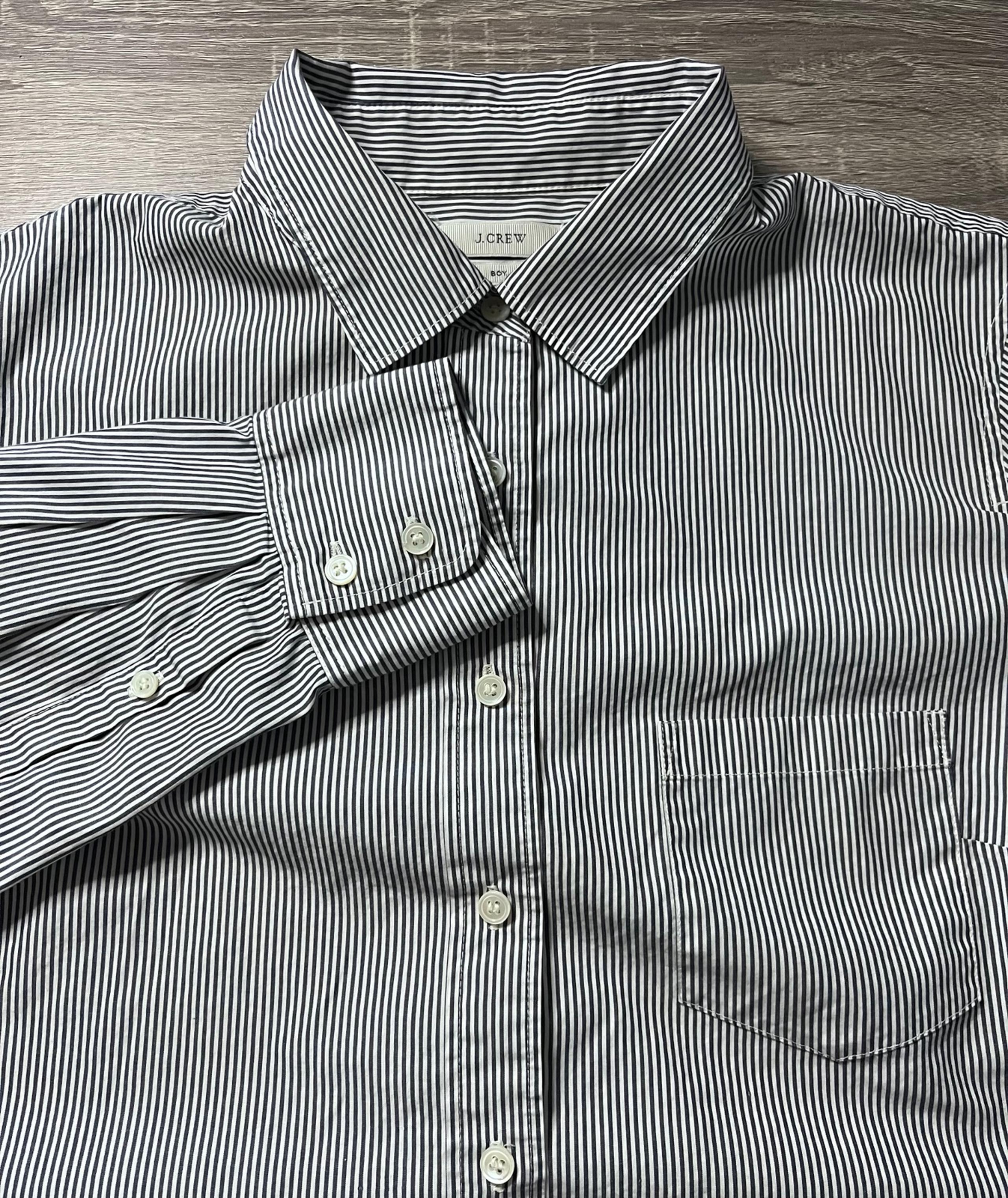 J. Crew Oxford Dress Shirt Boys Size 10 Blue/White Striped Button Long Sleeve - J.Crew