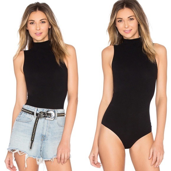 Commando Seamless Mockneck Thong Bodysuit in Black