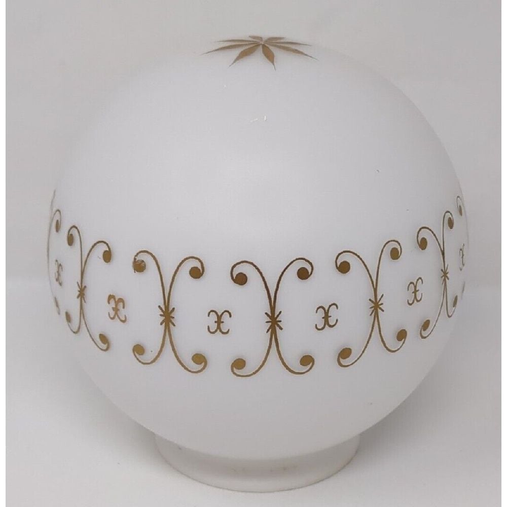 Mid Century Modern Vianne VV France Frosted Glass Globe Shade Atomic Vintage